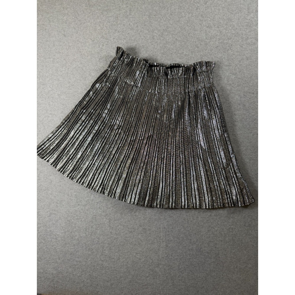 Zara Silver Mini Circle Skater Skirt Womens S Coquette Balletcore Pleated SKU242